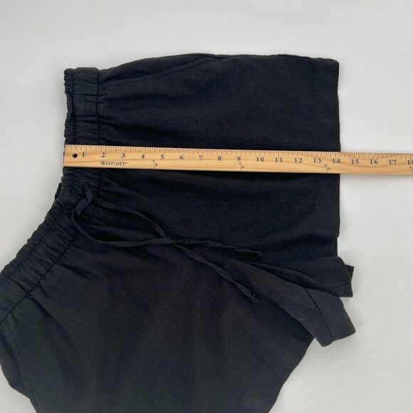 Gap Womens Linen Blend Pull On Shorts Size M Black Elastic Waist Pockets 4" - Picture 9 of 11